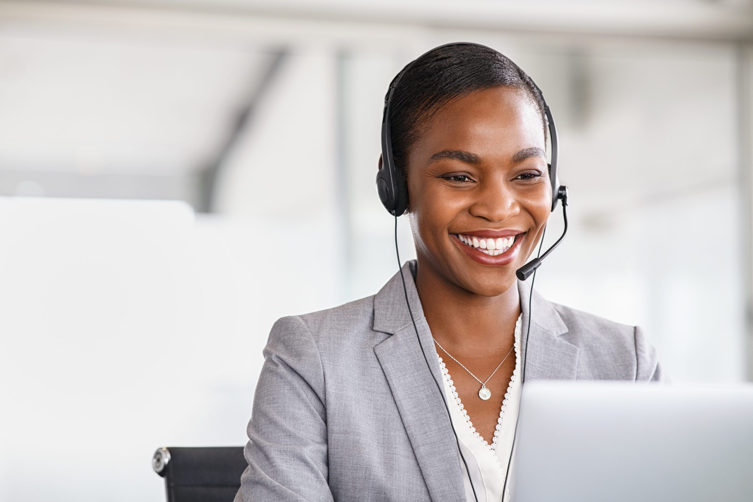 Customer Service Woman Working On A Phone Call