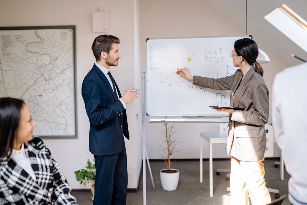 People Using A Whiteboard